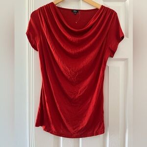 Storm Red Draped Short Sleeve Blouse